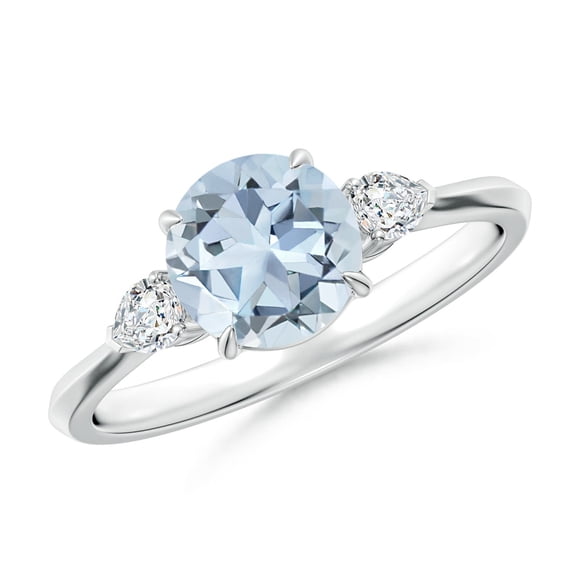 ANGARA Natural 1.12 ct Aquamarine and Diamond Three Stone Engagement Ring in 925 Sterling Silver for Women (Size-7mm) | March Birthstone, Anniversary, Jewelry Gift for Women | Natural Aquamarine Ring
