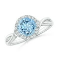 thumbnail image 1 of Angara Natural 1.12 Ct. Aquamarine with Diamond Halo Ring in 14K White Gold for Women (Ring Size: 12), 1 of 10