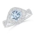 thumbnail image 1 of ANGARA Natural 1.12 ct Aquamarine Crossover Shank Cocktail Ring with Halo in 14K White Gold for Women (Size-7mm) | March Birthstone, Anniversary, Jewelry Gift for Women | Natural Aquamarine Ring, 1 of 9