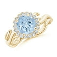 thumbnail image 1 of ANGARA Natural Vintage Inspired 1.12 ct Aquamarine Flower and Vine Ring in 14K Yellow Gold for Women (Size-7mm) | March Birthstone, Anniversary, Jewelry Gift for Women | Natural Aquamarine Ring, 1 of 9