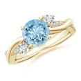 thumbnail image 1 of ANGARA Natural Nature Inspired 1.12 ct Aquamarine & Diamond Twisted Vine Ring in 14K Yellow Gold for Women (Size-7mm) | March Birthstone, Anniversary, Jewelry Gift for Women | Natural Aquamarine Ring, 1 of 9