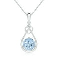 thumbnail image 1 of ANGARA Natural 1.12 ct Aquamarine Knotted Heart Pendant with Diamond in 14K White Gold for Women (Size-7mm) | March Birthstone, Anniversary, Jewelry Gift for Women | Natural Aquamarine Necklace, 1 of 7