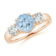 thumbnail image 1 of ANGARA Natural 1.12 ct Aquamarine and Diamond Three Stone Engagement Ring in 14K Rose Gold for Women (Size-7mm) | March Birthstone, Anniversary, Jewelry Gift for Women | Natural Aquamarine Ring, 1 of 12