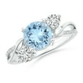thumbnail image 1 of ANGARA Natural 1.12 ct Aquamarine and Diamond Twisted Vine Engagement Ring in 14K White Gold for Women (Size-7mm) | March Birthstone, Anniversary, Jewelry Gift for Women | Natural Aquamarine Ring, 1 of 11