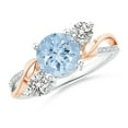 thumbnail image 1 of ANGARA Natural 1.12 ct Aquamarine & Diamond Twisted Vine Engagement Ring in 14K White & Rose Gold for Women (Size-7mm) | March Birthstone, Anniversary Jewelry Gift for Women | Natural Aquamarine Ring, 1 of 11