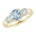 thumbnail image 1 of ANGARA Natural 1.12 ct Aquamarine and Diamond Three Stone Engagement Ring in 14K Yellow Gold for Women (Size-7mm) | March Birthstone, Anniversary, Jewelry Gift for Women | Natural Aquamarine Ring, 1 of 10