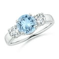 thumbnail image 1 of ANGARA Natural 1.12 ct Aquamarine and Diamond Three Stone Engagement Ring in 925 Sterling Silver for Women (Size-7mm) | March Birthstone, Anniversary, Jewelry Gift for Women | Natural Aquamarine Ring, 1 of 10