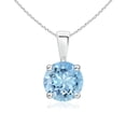 thumbnail image 1 of Angara Natural 1.12 ct Aquamarine Necklace for Women in 14K White Gold (Size-7mm) - March Birthstone Jewelry | Round Aquamarine Pendant, 1 of 9