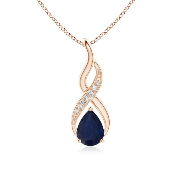 ANGARA Natural 1.15 ct Blue Sapphire Infinity Swirl Pendant with Diamonds in 14K Rose Gold for Women (Size-8x6mm) | Anniversary, Jewelry Gift for Women | Natural Blue Sapphire Necklace