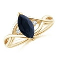 thumbnail image 1 of ANGARA Natural 1.15 ct Blue Sapphire Engagement Ring with Diamonds in 14K Yellow Gold for Women (Size-10x5mm) | September Birthstone, Anniversary, Jewelry Gift for Women | Natural Sapphire Ring, 1 of 10