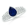 thumbnail image 1 of Angara Natural 1.15 Ct. Blue Sapphire with Diamond Vintage Inspired Ring in 14K White Gold for Women (Ring Size: 3), 1 of 9