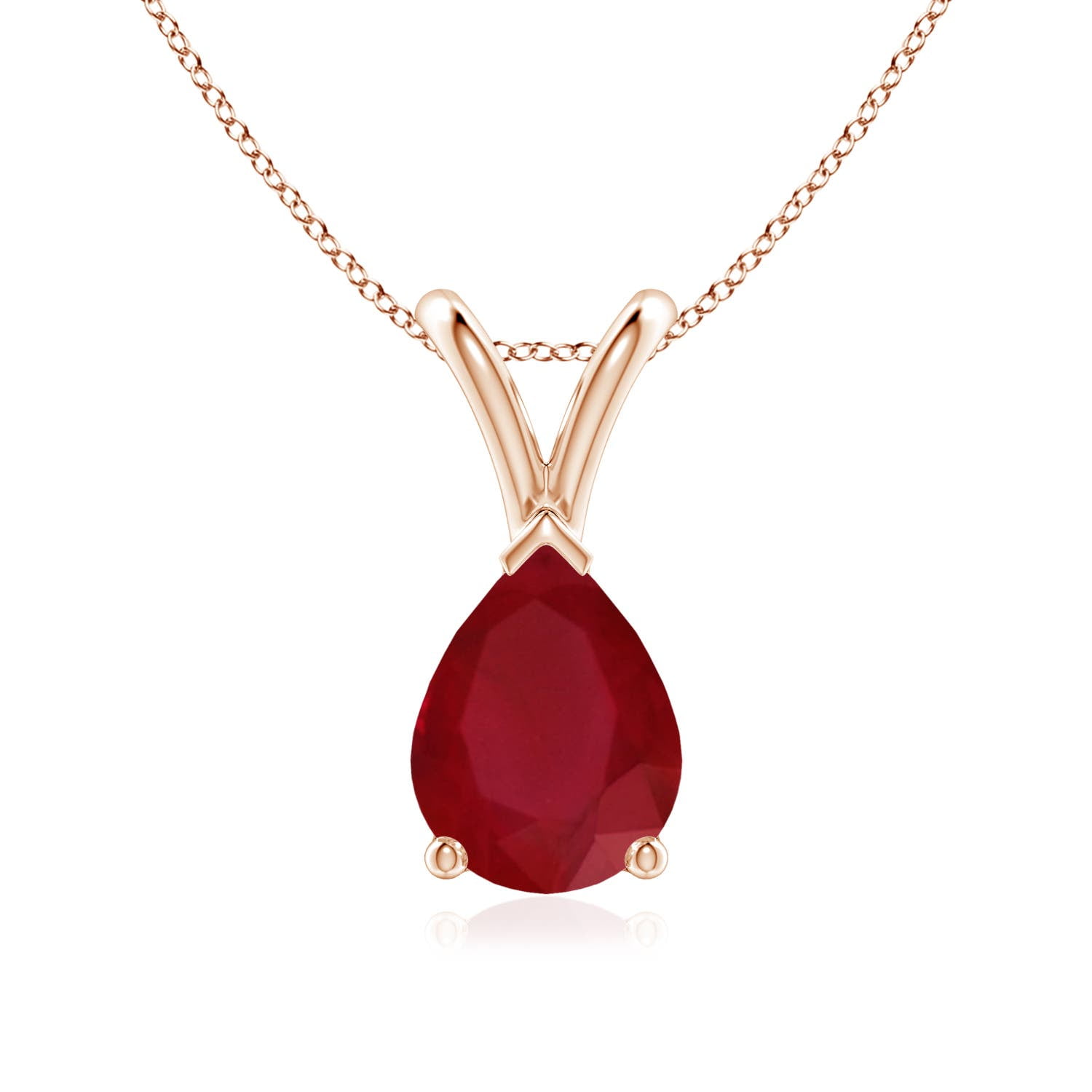 Angara Natural Pear Ruby Solitaire Pendant Necklace for Women, Girls in Platinum (Grade-A | 7x5mm) July-Birthstone Jewelry Gift for Her | Birt並行輸入