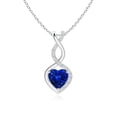 thumbnail image 1 of Angara Natural 1.15 ct Blue Sapphire Necklace for Women in 14K White Gold (Size-7mm) - September Birthstone Jewelry | Blue Sapphire Heart Pendant, 1 of 10