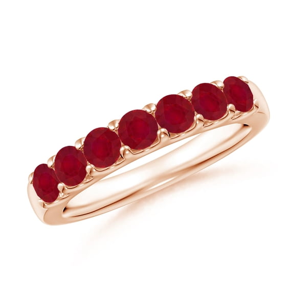 Angara Natural 1.19 Ct. Ruby Non Eternity Wedding Band in 14K Rose Gold for Women (Ring Size: 6.5)