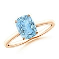 thumbnail image 1 of ANGARA Natural Prong-Set Cushion 1.2 ct Aquamarine Solitaire Ring in 14K Rose Gold for Women (Size-8x6mm) | March Birthstone, Birthday, Anniversary, Jewelry Gift for Women | Natural Aquamarine Ring, 1 of 9