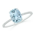 thumbnail image 1 of ANGARA Natural Cushion Cut 1.2 ct Aquamarine Engagement Ring with Diamonds in 14K White Gold for Women (Size-8x6mm) | March Birthstone, Anniversary, Jewelry Gift for Women | Natural Aquamarine Ring, 1 of 9