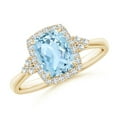 thumbnail image 1 of Angara Natural 1.2 Ct. Aquamarine with Diamond Halo Ring in 14K Yellow Gold for Women (Ring Size: 3.5), 1 of 9