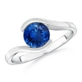 thumbnail image 1 of ANGARA Natural Semi Bezel-Set Solitaire 1.2 ct Blue Sapphire Bypass Ring in 14K White Gold for Women (Size-6.5mm) | September Birthstone, Anniversary, Jewelry Gift for Women | Natural Sapphire Ring, 1 of 11