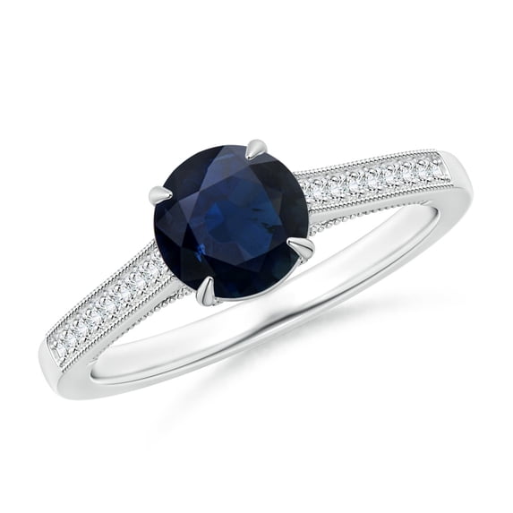 ANGARA Natural 1.2 Ct Vintage Inspired Claw-Set Sapphire Solitaire Ring in 14K White Gold for Women (Size-6.5mm) | September Birthstone, Anniversary, Jewelry Gift for Women | Natural Sapphire Ring