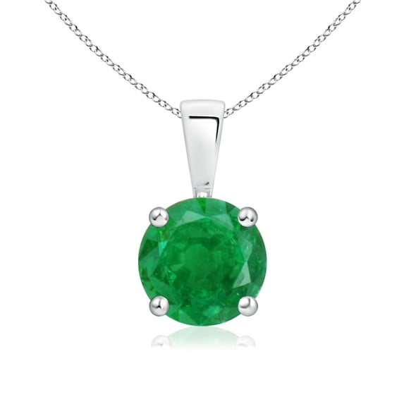 ANGARA Natural Classic Round 1.2 ct Emerald Solitaire Pendant in 925 Sterling Silver for Women (Size-7mm) | May Birthstone, Birthday, Anniversary, Jewelry Gift for Women | Natural Emerald Necklace