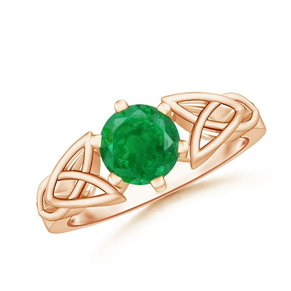ANGARA Natural Solitaire Round 1.2 ct Emerald Celtic Knot Ring in 14K Rose Gold for Women (Size-7mm) | May Birthstone, Birthday, Anniversary, Jewelry Gift for Women | Natural Emerald Ring