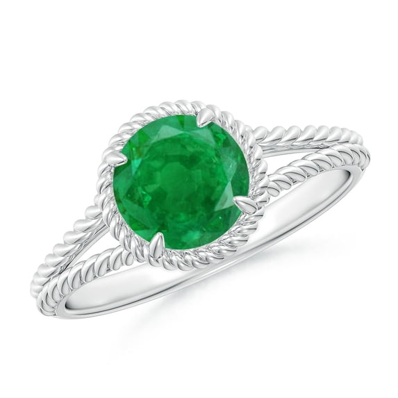 Angara Natural 1.2 Ct. Emerald Solitaire Ring in 14K White Gold for Women (Ring Size: 12)
