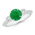 thumbnail image 1 of ANGARA Natural Three Stone 1.2 ct Emerald and Diamond Ring in 14K White Gold for Women (Size-7mm) | May Birthstone, Birthday, Anniversary, Jewelry Gift for Women | Natural Emerald Ring, 1 of 8