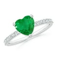 thumbnail image 1 of ANGARA Natural 3-Prong-Set Heart 1.2 ct Emerald Ring With Diamond Accents in Sterling Silver for Women (Size-7mm) | May Birthstone, Birthday, Anniversary, Jewelry Gift for Women | Natural Emerald Ring, 1 of 9