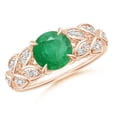 thumbnail image 1 of ANGARA Natural Nature Inspired Round 1.2 ct Emerald Leaf Shank Ring in 14K Rose Gold for Women (Size-7mm) | May Birthstone, Birthday, Anniversary, Jewelry Gift for Women | Natural Emerald Ring, 1 of 10