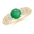 thumbnail image 1 of Angara Natural 1.2 Ct. Emerald with Diamond Vintage Inspired Ring in 14K Yellow Gold for Women (Ring Size: 11.5), 1 of 10