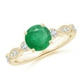 thumbnail image 1 of ANGARA Natural Marquise and Dot 1.2 ct Emerald Engagement Ring with Diamonds in 14K Yellow Gold for Women (Size-7mm) | May Birthstone, Anniversary, Jewelry Gift for Women | Natural Emerald Ring, 1 of 9