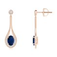 thumbnail image 1 of ANGARA Natural 1.2 ct Blue Sapphire Long Drop Earrings with Diamond in 14K Rose Gold for Women (Size-6x4mm) | September Birthstone, Anniversary Jewelry Gift for Women | Natural Blue Sapphire Earrings, 1 of 6