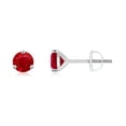 thumbnail image 1 of ANGARA Natural Martini-Set Round 1.2 ct Ruby Stud Earrings in 14K White Gold for Women (Size-5mm) | July Birthstone, Birthday, Anniversary, Jewelry Gift for Women | Natural Ruby Earrings, 1 of 7