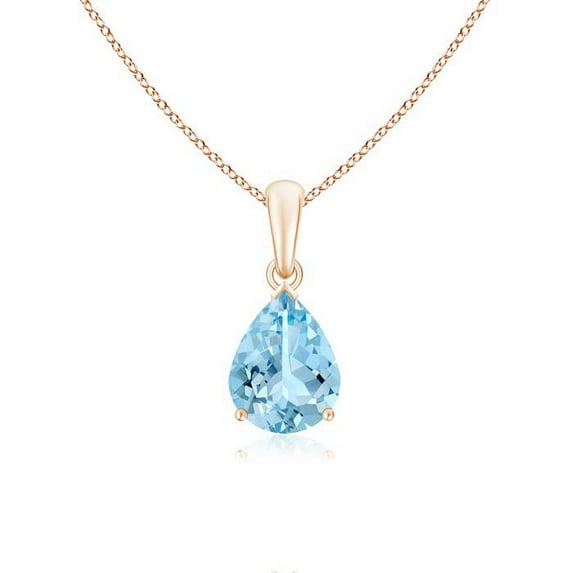 ANGARA Natural Pear-Shaped 1.25 ct Aquamarine Solitaire Pendant in 14K Rose Gold for Women (Size-9x7mm) | March Birthstone, Birthday, Anniversary, Jewelry Gift for Women | Natural Aquamarine Necklace