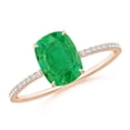 thumbnail image 1 of Angara Natural 1.25 Ct. Emerald with Diamond Classic Ring in 14K Rose Gold for Women (Ring Size: 11.5), 1 of 10