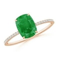 thumbnail image 1 of ANGARA Natural Thin Shank Cushion 1.25 ct Emerald Ring with Diamond Accents in 14K Rose Gold for Women (Size-8x6mm) | May Birthstone, Anniversary, Jewelry Gift for Women | Natural Emerald Ring, 1 of 10