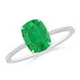 thumbnail image 1 of ANGARA Natural Thin Shank Cushion 1.25 ct Emerald Ring with Diamond Accents in 14K White Gold for Women (Size-8x6mm) | May Birthstone, Anniversary, Jewelry Gift for Women | Natural Emerald Ring, 1 of 10