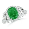 thumbnail image 1 of ANGARA Natural Cushion 1.25 ct Emerald and Half Moon Diamond Halo Ring in 14K White Gold for Women (Size-8x6mm) | May Birthstone, Birthday, Anniversary, Jewelry Gift for Women | Natural Emerald Ring, 1 of 9