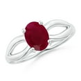 thumbnail image 1 of ANGARA Natural Prong-Set Solitaire 1.25 ct Ruby Split Shank Ring in 14K White Gold for Women (Size-8x6mm) | July Birthstone, Birthday, Anniversary, Jewelry Gift for Women | Natural Ruby Ring, 1 of 9