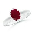 thumbnail image 1 of ANGARA Natural Tapered Shank Oval Solitaire 1.25 ct Ruby Ring in 14K White Gold for Women (Size-8x6mm) | July Birthstone, Birthday, Anniversary, Jewelry Gift for Women | Natural Ruby Ring, 1 of 9