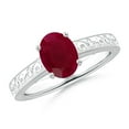 thumbnail image 1 of ANGARA Natural Vintage Inspired Oval 1.25 ct Ruby Ring with Engraved Shank in 14K White Gold for Women (Size-8x6mm) | July Birthstone, Anniversary, Jewelry Gift for Women | Natural Ruby Ring, 1 of 8