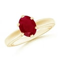 thumbnail image 1 of ANGARA Natural Tapered Shank Oval Solitaire 1.25 ct Ruby Ring in 14K Yellow Gold for Women (Size-8x6mm) | July Birthstone, Birthday, Anniversary, Jewelry Gift for Women | Natural Ruby Ring, 1 of 9