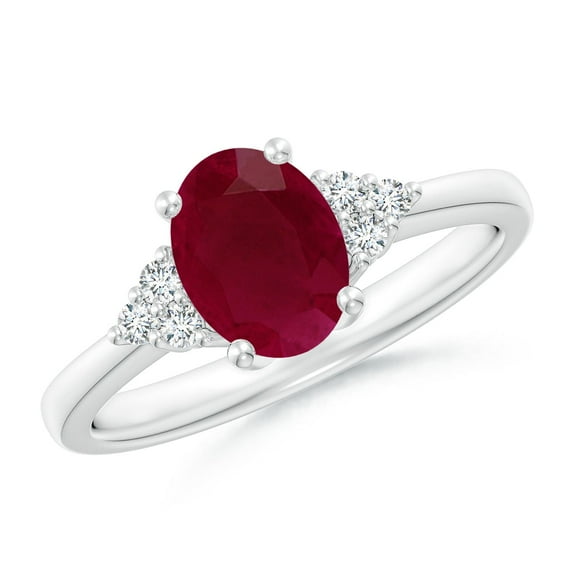 Angara Natural 1.25 Ct. Ruby with Diamond Classic Ring in 14K White Gold for Women (Ring Size: 10)