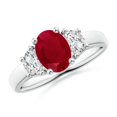 thumbnail image 1 of Angara Natural 1.25 Ct. Ruby with Diamond Classic Ring in Sterling Silver for Women (Ring Size: 11.5), 1 of 10