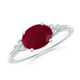 thumbnail image 1 of Angara Natural 1.25 Ct. Ruby with Diamond Classic Ring in Sterling Silver for Women (Ring Size: 8), 1 of 10
