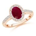 thumbnail image 1 of ANGARA Natural Classic Oval 1.25 ct Ruby Halo Engagement Ring with Diamond Accents in 14K Rose Gold for Women (Size-8x6mm) | July Birthstone, Anniversary, Jewelry Gift for Women | Natural Ruby Ring, 1 of 11