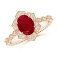 thumbnail image 1 of ANGARA Natural Oval 1.25 ct Ruby Trillium Floral Shank Ring in 14K Rose Gold for Women (Size-8x6mm) | July Birthstone, Birthday, Anniversary, Jewelry Gift for Women | Natural Ruby Ring, 1 of 10