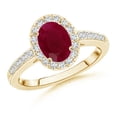 thumbnail image 1 of ANGARA Natural Classic Oval 1.25 ct Ruby Halo Engagement Ring with Diamond Accents in 14K Yellow Gold for Women (Size-8x6mm) | July Birthstone, Anniversary, Jewelry Gift for Women | Natural Ruby Ring, 1 of 10