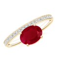 thumbnail image 1 of ANGARA Natural Oval 1.25 ct Ruby Off-Centered Solitaire Ring With Diamonds in 14K Yellow Gold for Women (Size-8x6mm) | July Birthstone, Anniversary, Jewelry Gift for Women | Natural Ruby Ring, 1 of 9