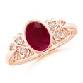 thumbnail image 1 of ANGARA Natural Vintage Style Bezel-Set Oval 1.25 ct Ruby Ring with Diamonds in 14K Rose Gold for Women (Size-8x6mm) | July Birthstone Jewelry for Her, 1 of 9